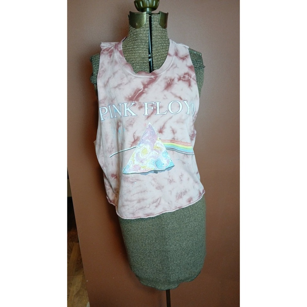 Pink Floyd Dark Side of the Moon Tie Dye Muscle Tank Top Mauve Large